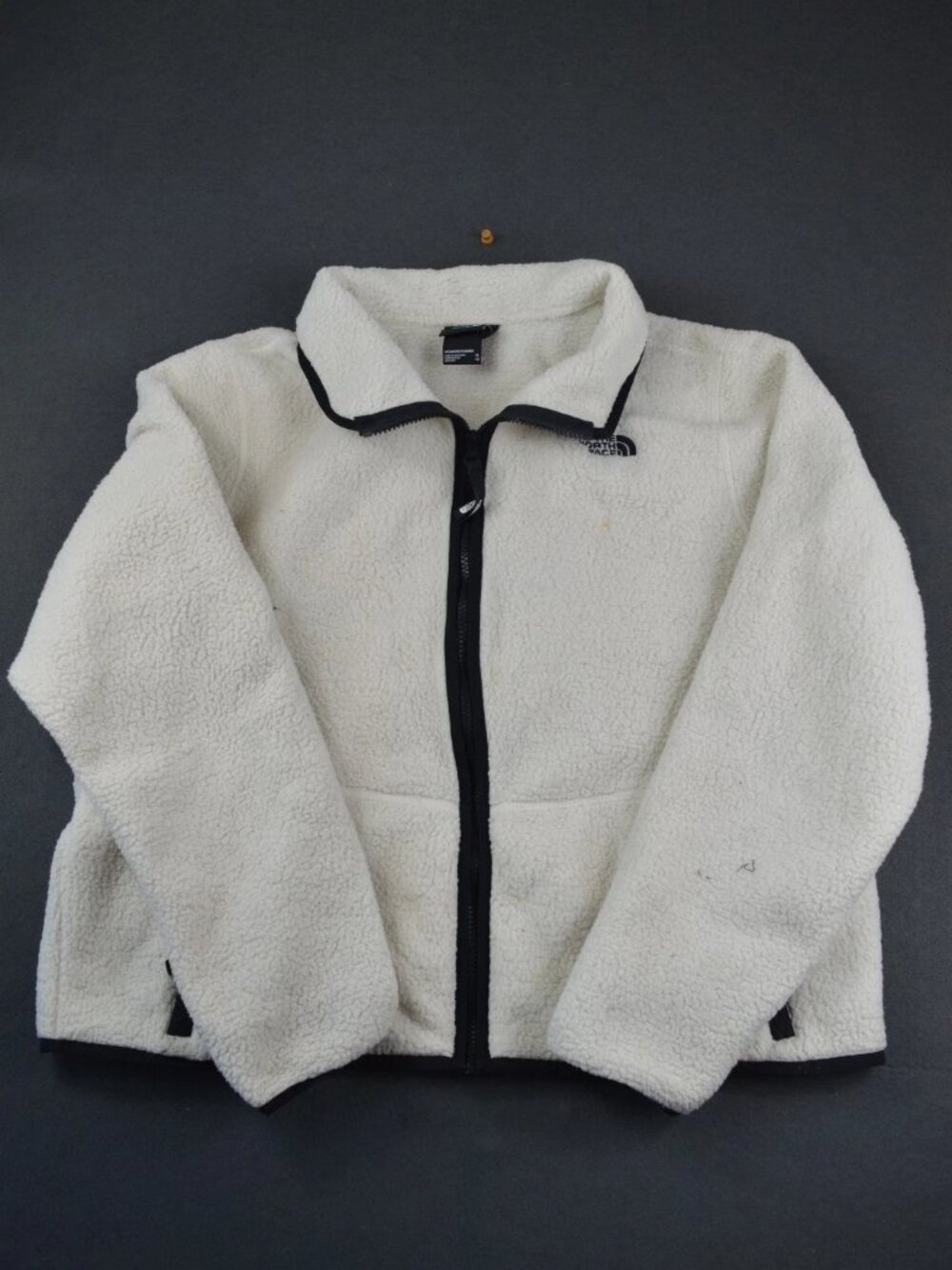 The North Face Womens White Dunraven Sherpa Jacket Full-Zip Pocket Logo Size XL